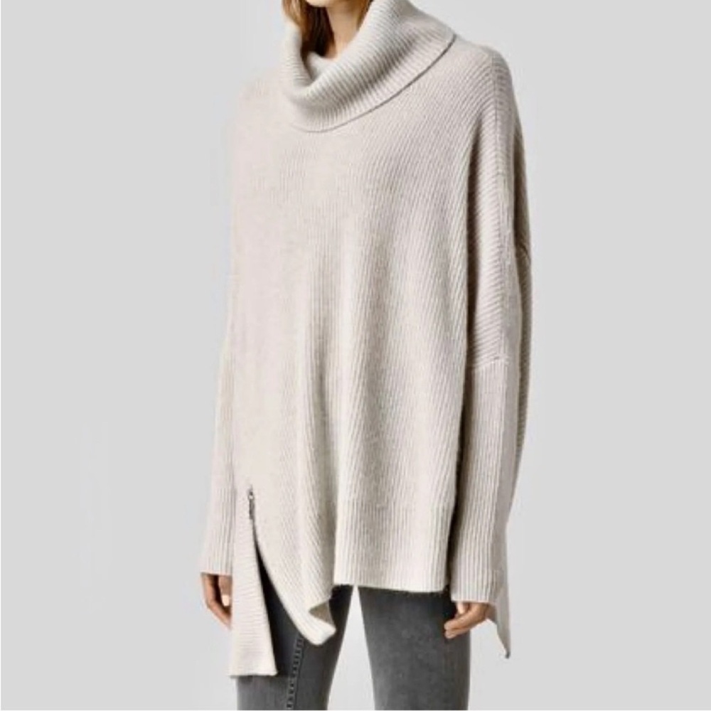 All Saints - Wool Alpaca Able Neck Roll Asymmetrical Pull Over Knit Sweater